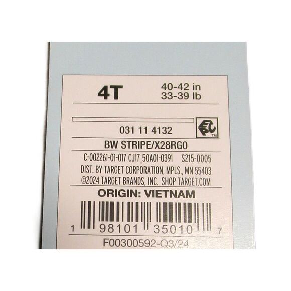 Cat & Jack Toddler Girl's Top Size 4T Black White Striped Ruffle Hem Cuffs - Picture 7 of 8